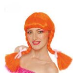 Guirca Parrucca Arancione con Trecce