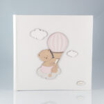 DOLCE FIABA ALBUM ECOPELLE BIANCO 24X30 CON DIARIO ORSETTO MONGOLFIERA ROSA