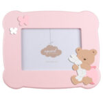 DOLCE FIABA PORTAFOTO ORSETTO CONIGLIETTO ANGOLI ARROTONDATI ROSA