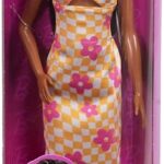 Barbie Fashionistas 233 Vestito Quadri Arancioni e Rosa con Fiori