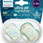 Avent 2 Succhietti Ultra Air Night 0-6 m - Maschio Stella Cometa/Gufo