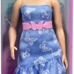 Barbie Fashionistas 231 Vestito Denim Stampa Farfalla Capelli Viola