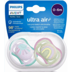 Avent 2 Succhietti Ultra Air 0-6m Femmina Sole/Arcobaleno