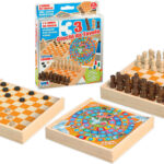 Rstoys Scatola 3 Giochi Tavolo Legno Scacchi, Dama, Gioco dell'oca