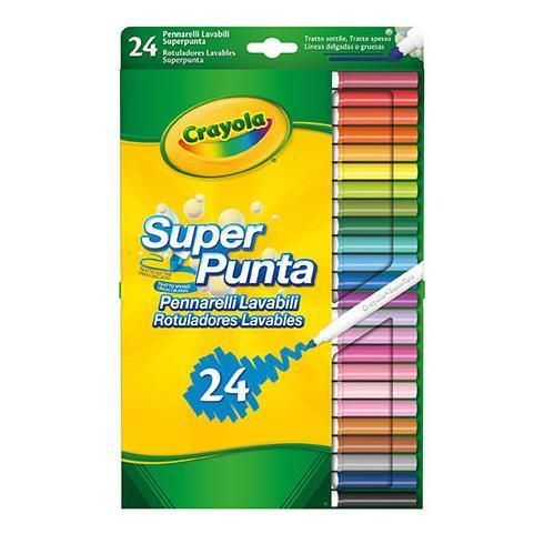 27fbe40fc24e8396bb41c5bfd6479465 Crayola 24 Pennarelli Superpunta Lavabili - immagine 1