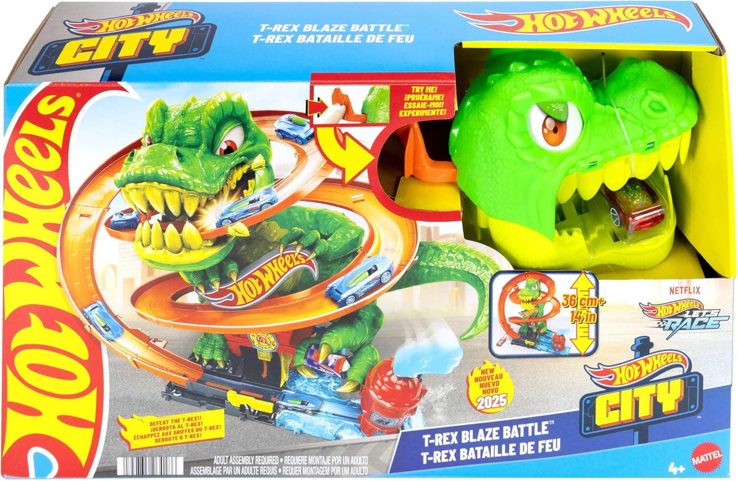 26b3e125d96438acf5693ed093126afc Hot Wheels City T-Rex Battaglia Infuocata - immagine 1