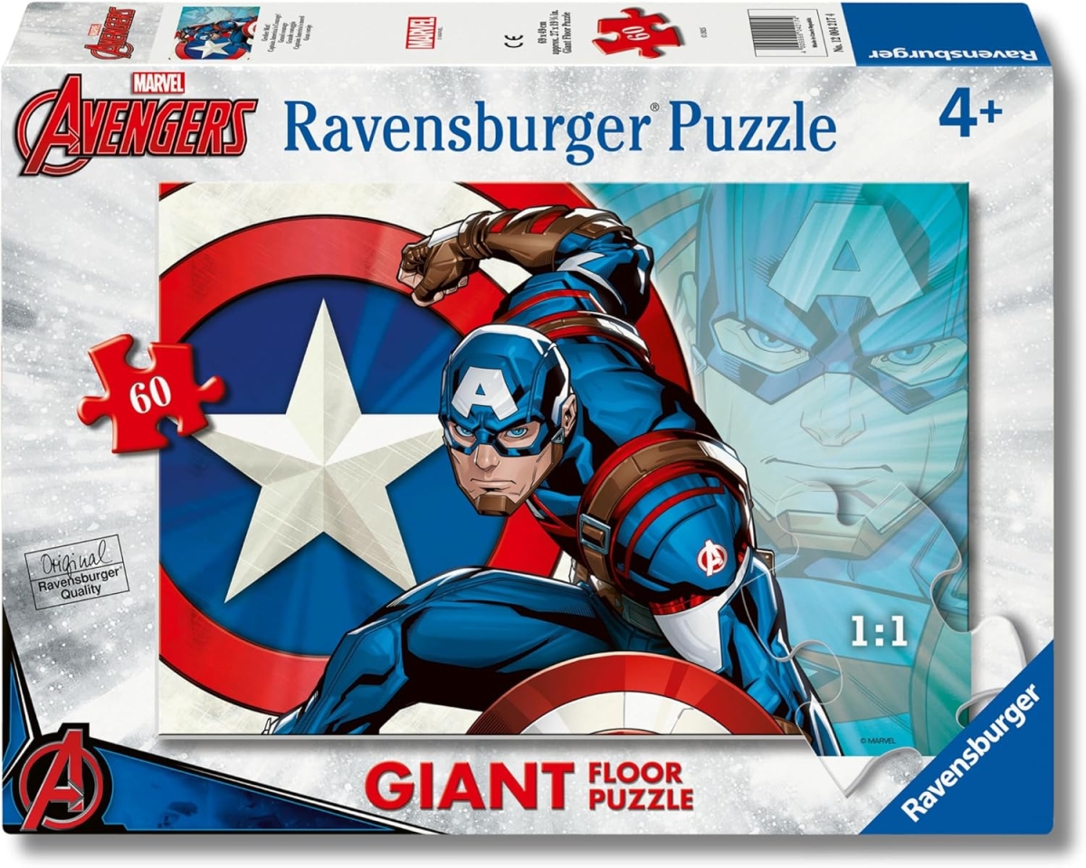 a4e81a528a67b038ffa5c42f64ab49ba Ravensburger Puzzle 60 Pz Giant Pavimento Capitan America - immagine 1