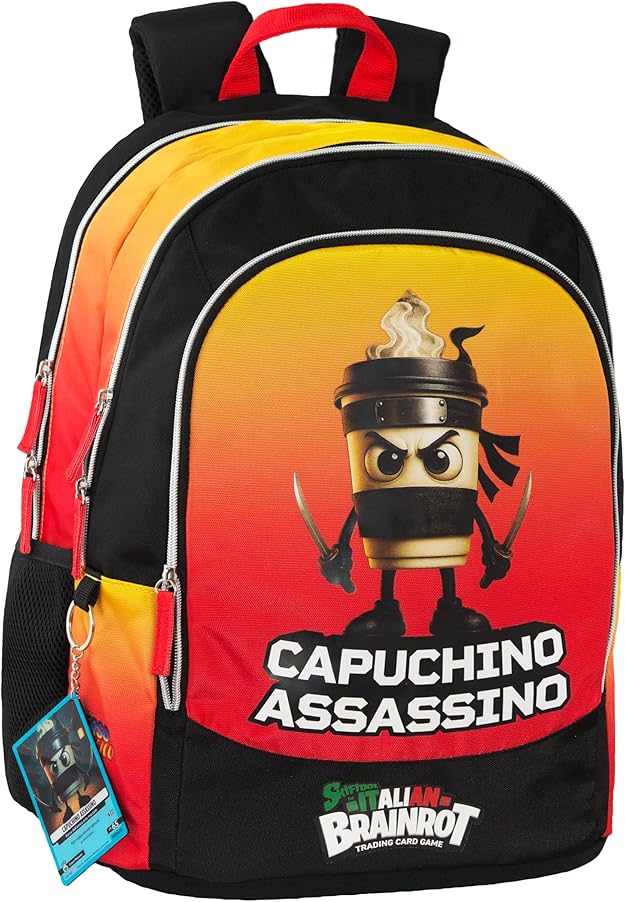 18baef9fa1a705b0fe95b84abe33ada3 ZAINO SCUOLA ORG. CAPUCHINO SK IT.BRAINROT - immagine 1