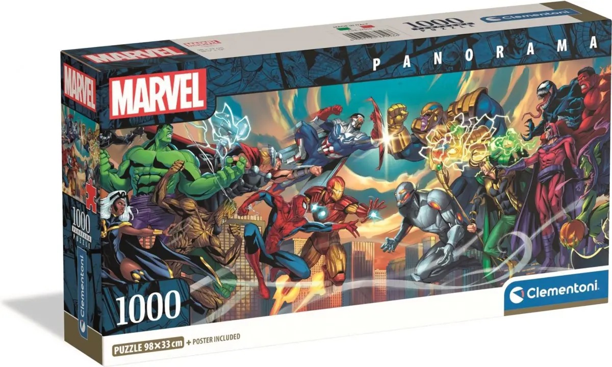 cd35ec3c32e72daeec6fadd9a3ff9656 Clementoni Puzzle 1000 Pz. Panorama Marvel Heroes vs villa - immagine 1